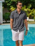 COOFANDY Men's Gray Short Sleeve Beach Shirt