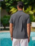 COOFANDY Men's Gray Short Sleeve Beach Shirt