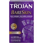 Trojan Studded Bareskin Lubricated Condoms – 10 Pack