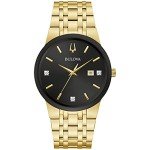 Bulova Men's Gold Tone Quartz Watch with Diamond Dial