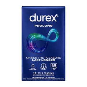 Durex Prolong Ultra Fine Latex Condoms, 12 Pack