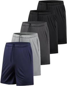 Men's 5 Pack Athletic Gym Shorts with Pockets