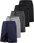 Men's 5 Pack Athletic Gym Shorts with Pockets
