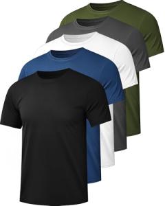 Kinglaman Men's Quick-Dry Athletic Workout Shirts