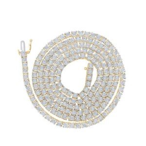 10K Yellow Gold Men's Diamond Tennis Chain Necklace