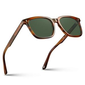 CARFIA Polarized Retro Square Sunglasses for Men