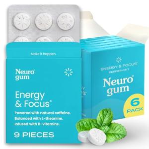 NeuroGum Energy & Focus Peppermint Gum – 6 Pack