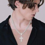 Men's Silver Moissanite Cross Necklace & Cuban Link