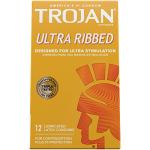 TROJAN Ultra Ribbed Premium Lubricated Condoms - 12 Pack