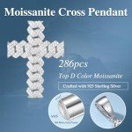 Men's Silver Moissanite Cross Necklace & Cuban Link
