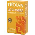 TROJAN Ultra Ribbed Premium Lubricated Condoms - 12 Pack