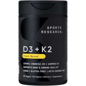 Sports Research Vitamin D3 + K2 Softgels 60ct