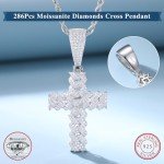 Men's Silver Moissanite Cross Necklace & Cuban Link