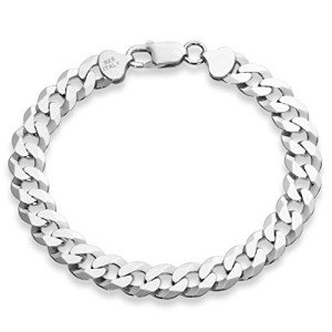 Men's 9mm Diamond-Cut Sterling Silver Cuban Link Bracelet