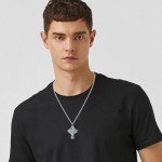 Men's Sterling Silver Celtic Cross Necklace with Malachite
