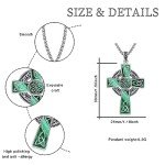 Men's Sterling Silver Celtic Cross Necklace with Malachite