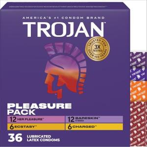 Trojan Pleasure Pack: 36 Assorted Lubricated Condoms