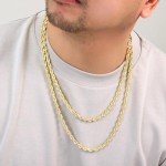 10K Yellow Gold 6mm Rope Chain Necklace for Men
