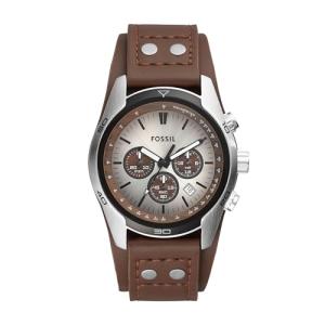 Fossil Men's Silver and Brown Chronograph Watch