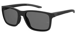 Matte Black Polarized Rectangular Sunglasses for Men