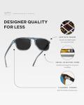WearMe Pro Polarized Aviator One-Bridge Modern Square Mens Sunglasses (Denim Blue/Black Lens)