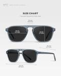 WearMe Pro Polarized Aviator One-Bridge Modern Square Mens Sunglasses (Denim Blue/Black Lens)