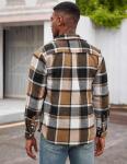COOFANDY Men's Plaid Overshirt Jacket in Khaki