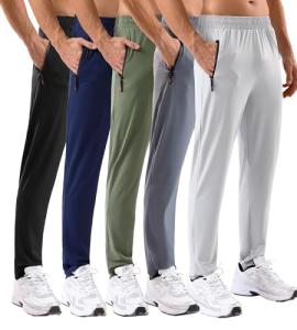 5 Pack Men's Lightweight Zipper Pocket Joggers