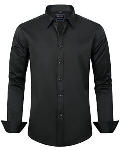 J.VER Men's Black Long Sleeve Dress Shirt