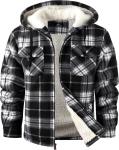 SCODI Men's Plaid Flannel Shirt Jacket Hoodie