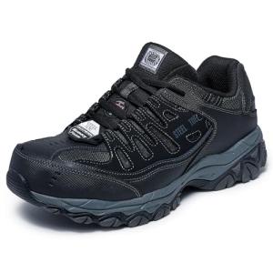 Skechers Men's Steel Toe Construction Shoe, Black/Charcoal