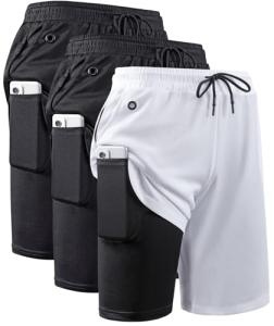 JWJ Men's 2-in-1 Workout Running Shorts - 3 Pack