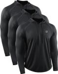 Neleus Men's Long Sleeve Athletic Hooded Shirts 3-Pack