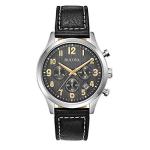 Bulova Classic Chronograph Watch with Black Leather Strap