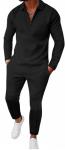 Men's Casual 2-Piece Track Suit Set - Black