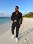 Men's Casual 2-Piece Track Suit Set - Black