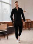 Men's Casual 2-Piece Track Suit Set - Black