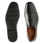 Clarks Men's Black Leather Cap Oxford Shoes
