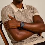 Fossil Men's Black Quartz Leather Two-Hand Watch