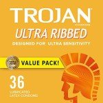 Trojan Ultra Ribbed Condoms - 36 Count Pack