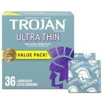 Trojan Ultra Thin Lubricated Condoms - 36 Count