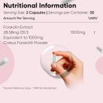 Forskolin 1000mg Vegan Capsules - Keto Friendly