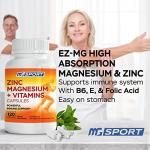 Magnesium Supplement with Zinc and Vitamins - 120 Capsules