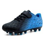 Brooman Kids Black Blue Soccer Cleats for Outdoors
