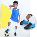 Brooman Kids Black Blue Soccer Cleats for Outdoors