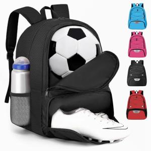 Youth Soccer Backpack with Ball Compartment and Cleat Storage