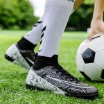 XJIODF Men's Black High-Top Soccer Shoes