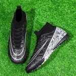 XJIODF Men's Black High-Top Soccer Shoes