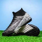 XJIODF Men's Black High-Top Soccer Shoes