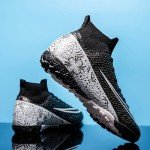 XJIODF Men's Black High-Top Soccer Shoes